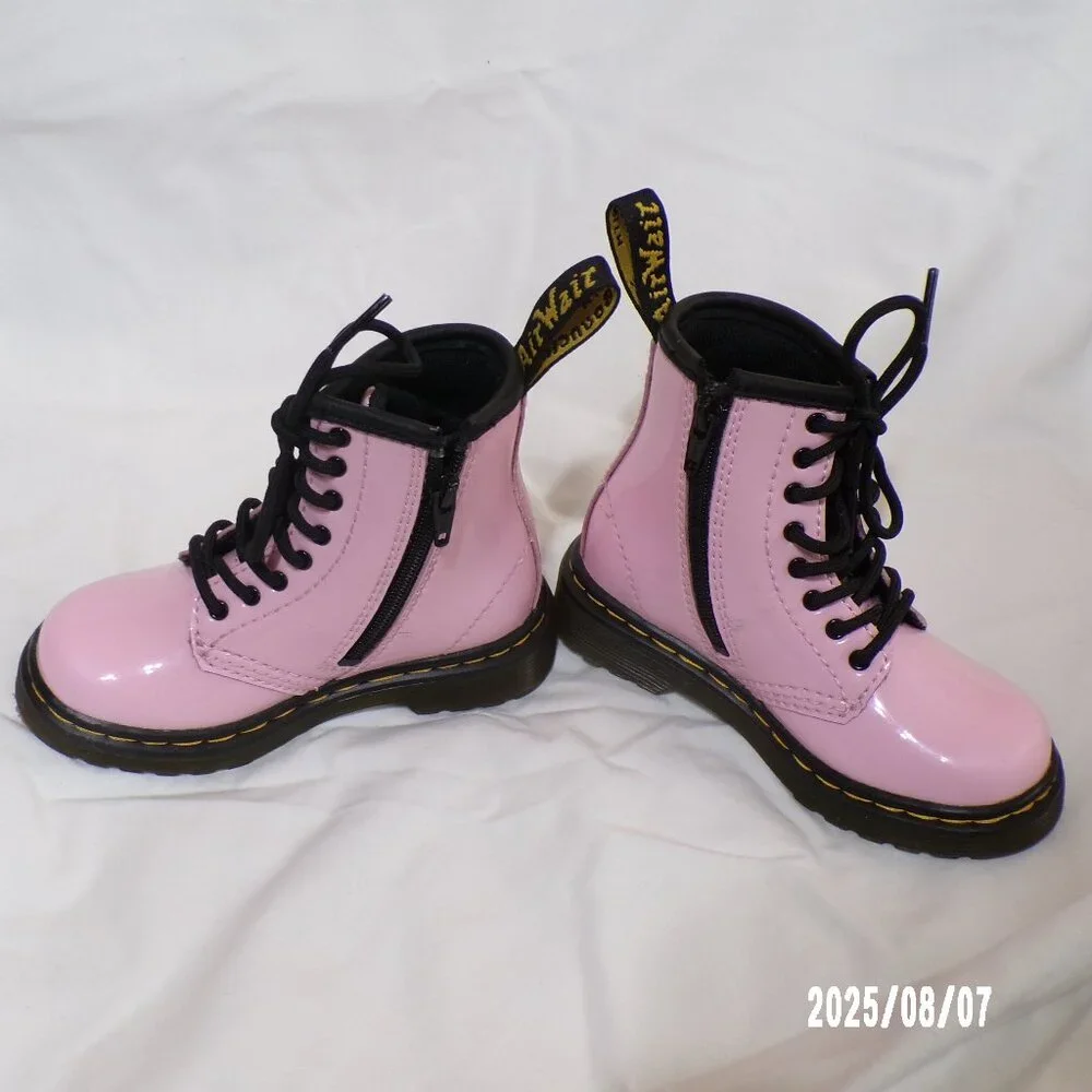 DR,  MARTENS 1460 SOFTY ( T )  PALE PINK TODDLER ZIPPERED BOOTS